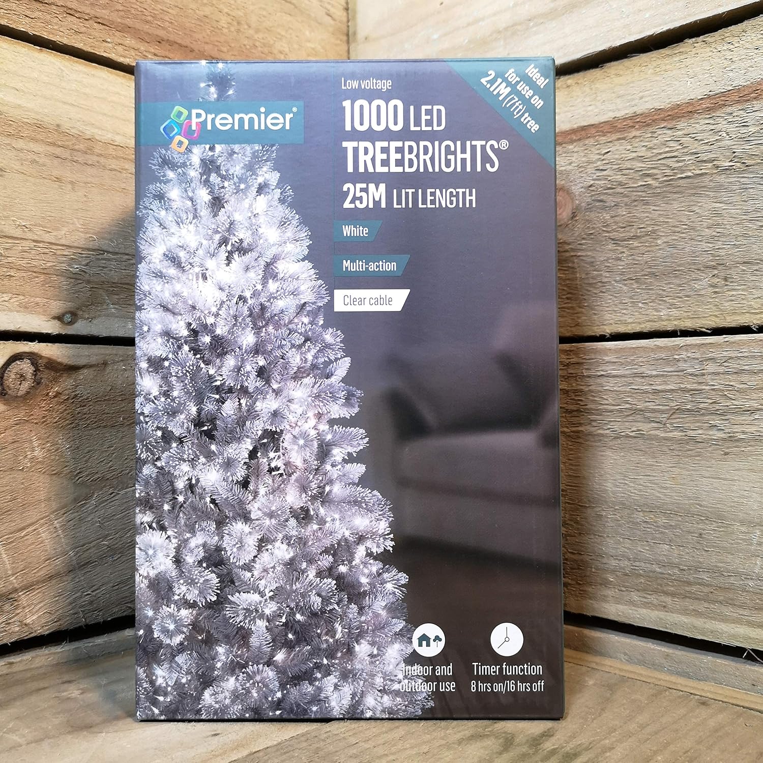 Premier 1000 LED 25m TreeBrights Christmas Lights Cool White Clear Cable-3