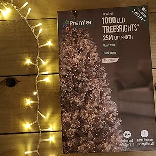 Premier 1000 LED 25m TreeBrights Christmas Lights Warm White Clear Cable