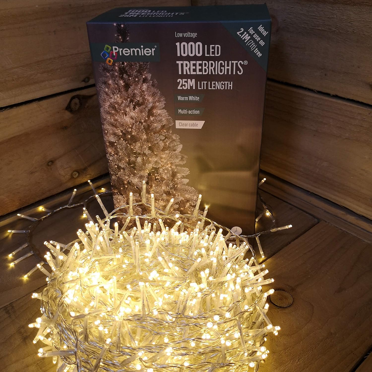 Premier 1000 LED 25m TreeBrights Christmas Lights Warm White Clear Cable-1