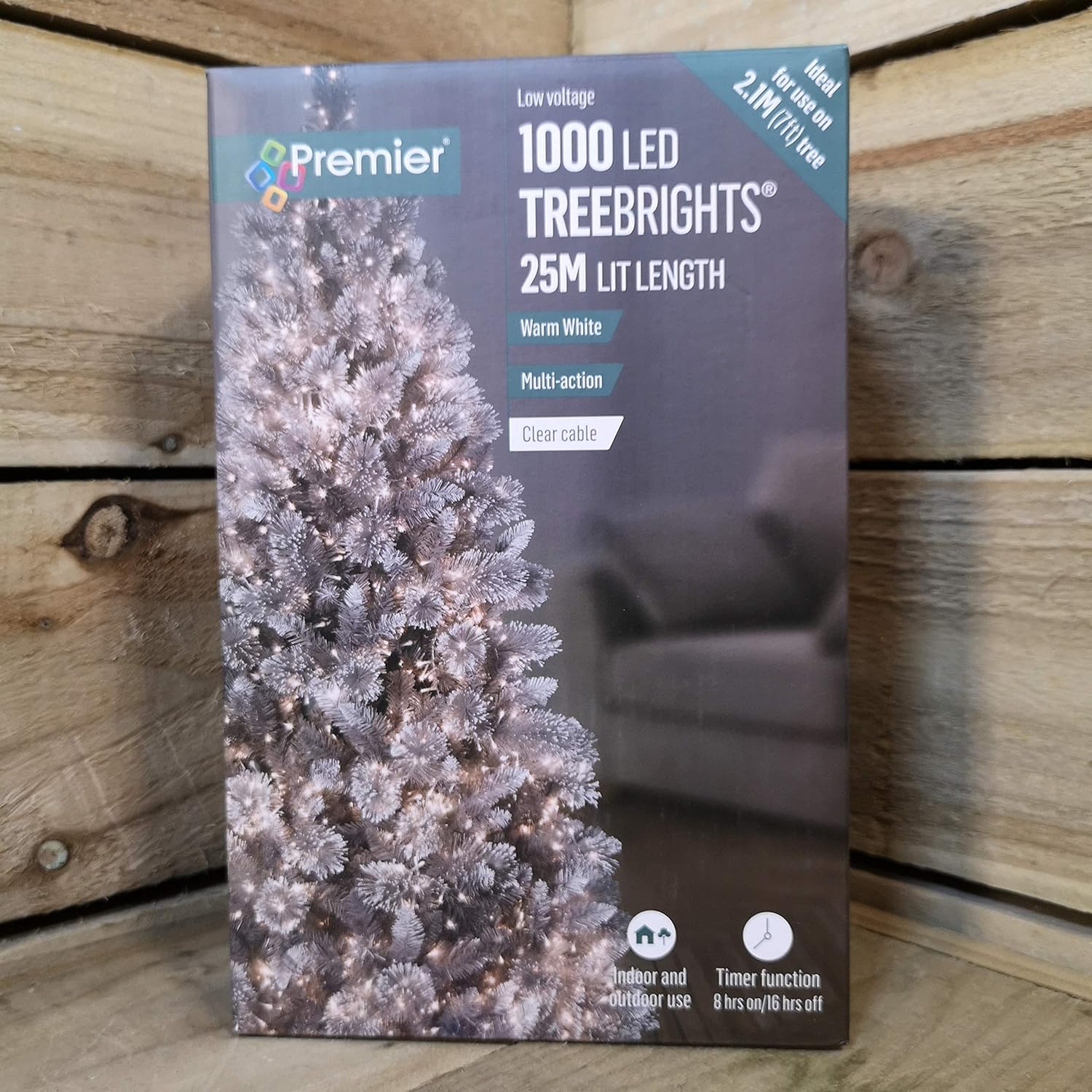 Premier 1000 LED 25m TreeBrights Christmas Lights Warm White Clear Cable-3