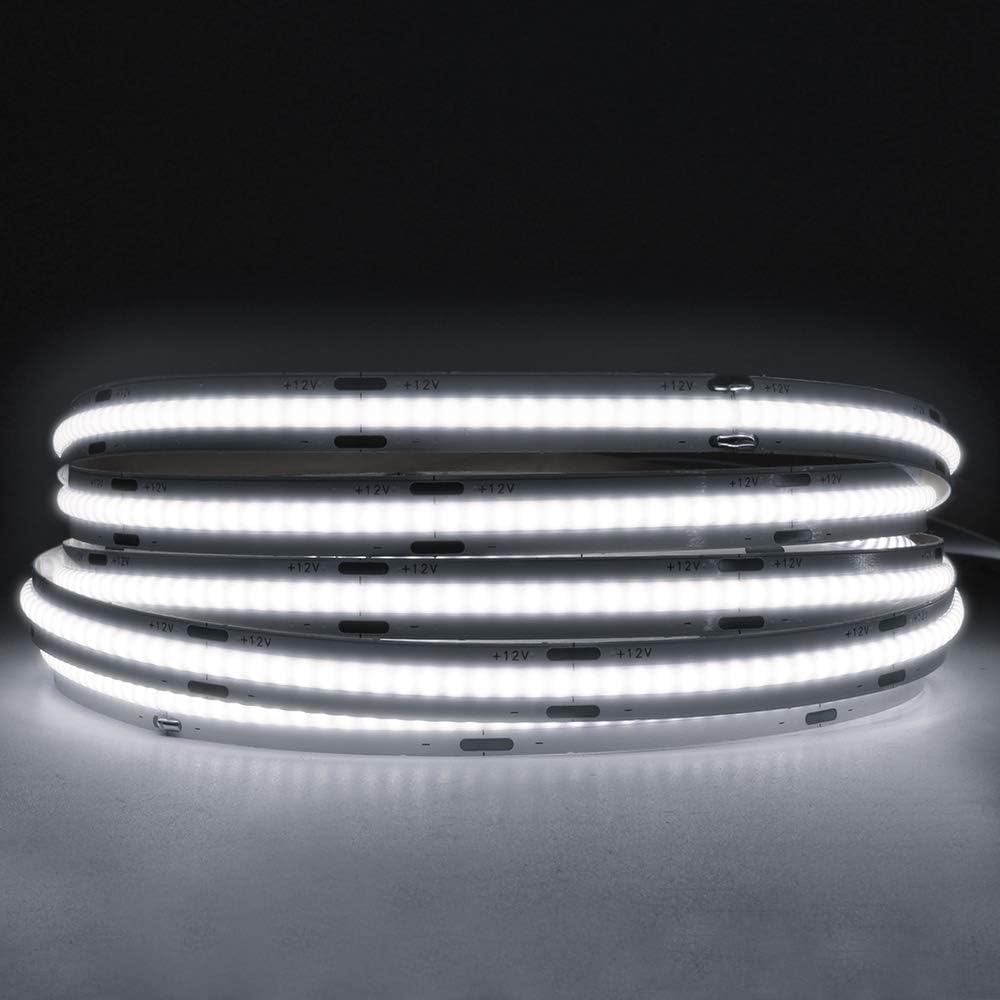 16.4FT/5M FOB Flexible High Density LED Strip Light, 12V 48W COB LED Strip Lights, Daylight White 300LEDs/M Deformable FOB COB LED Light Ribbon for Indoor Decoration-7