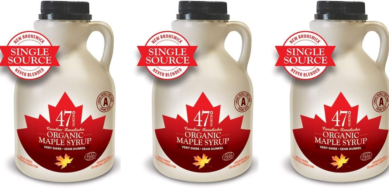 47 North Canadian Organic Single Source Maple Syrup, Grade A, Very Dark Strong, 500ml (3 Bottles)-0