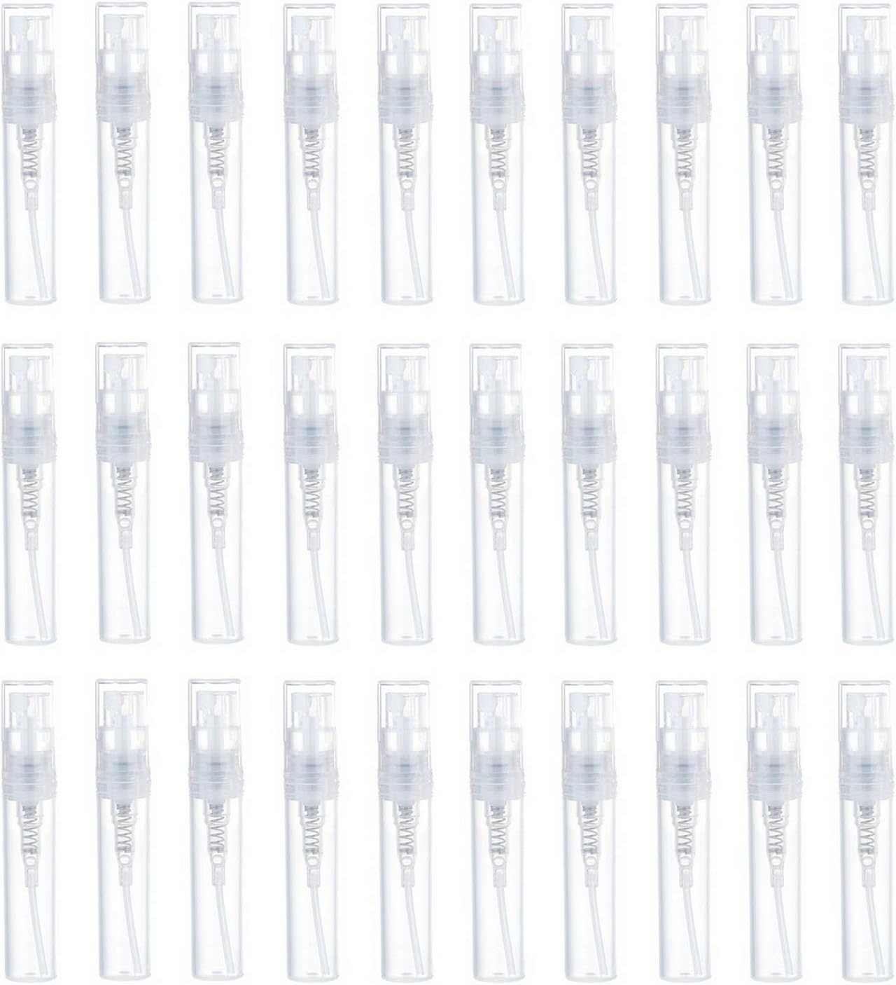 nuoshen 90Pcs Mini Spray Empty Bottles, Atomizer Plastic Bottle Portable Perfume Empty Sample Bottle for Liquid Makeup Tool (2ml)-0