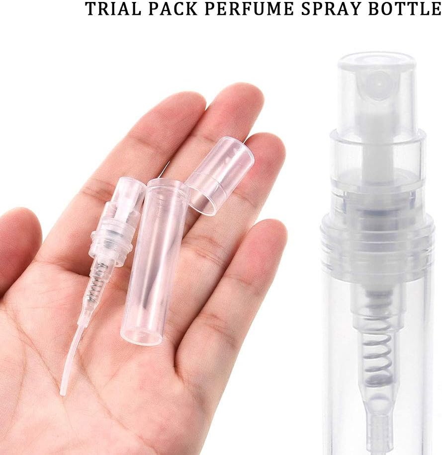 nuoshen 90Pcs Mini Spray Empty Bottles, Atomizer Plastic Bottle Portable Perfume Empty Sample Bottle for Liquid Makeup Tool (2ml)-3