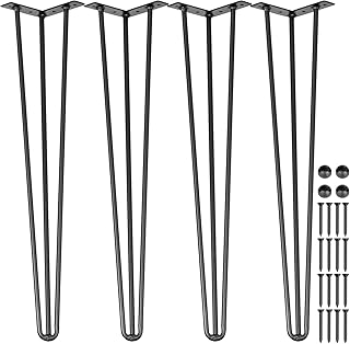 Happybuy Hairpin Table Legs 34" Black Set of 4 Desk Legs 880lbs Load Capacity (Each 220lbs) Hairpin Desk Legs 3 Rods for Bench Desk Dining End Table Chairs Carbon Steel