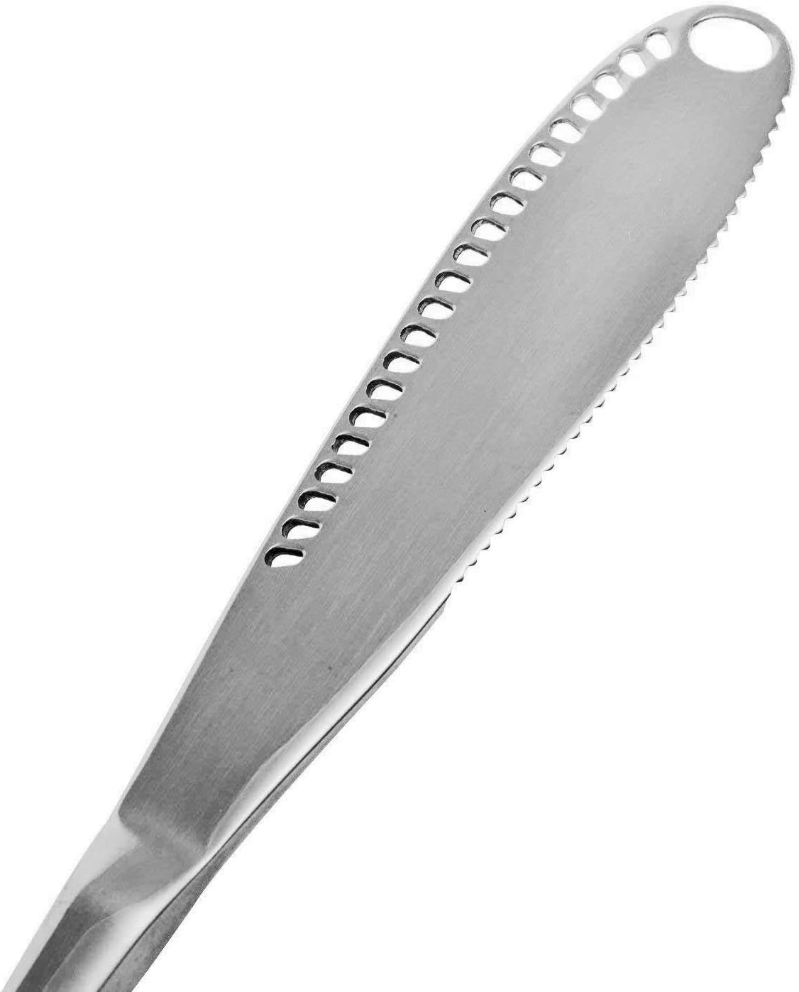 Koksi Butter Knife, 3 in 1 Stainless Steel Spreader Serrated Edge Shredding Slots Easy to Hold for Bread Butter Cheese Jam Slicer-1