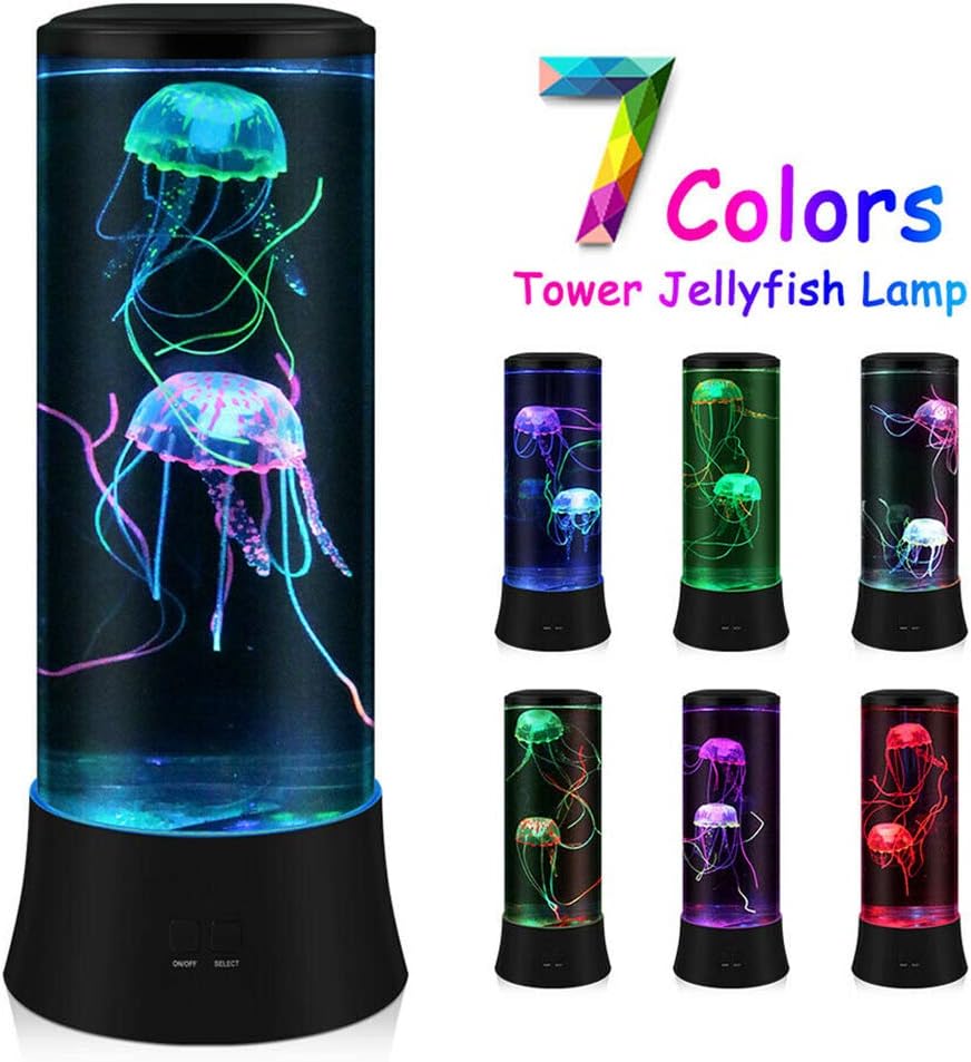 POYO LED Fantasy Jellyfish Lava Lamp - Round Real Jellyfish Aquarium Lamp - 7 Colours Setting Jellyfish Aquarium Mood Light Decoration for Home Office Decoration Great Gifts for Kids-3