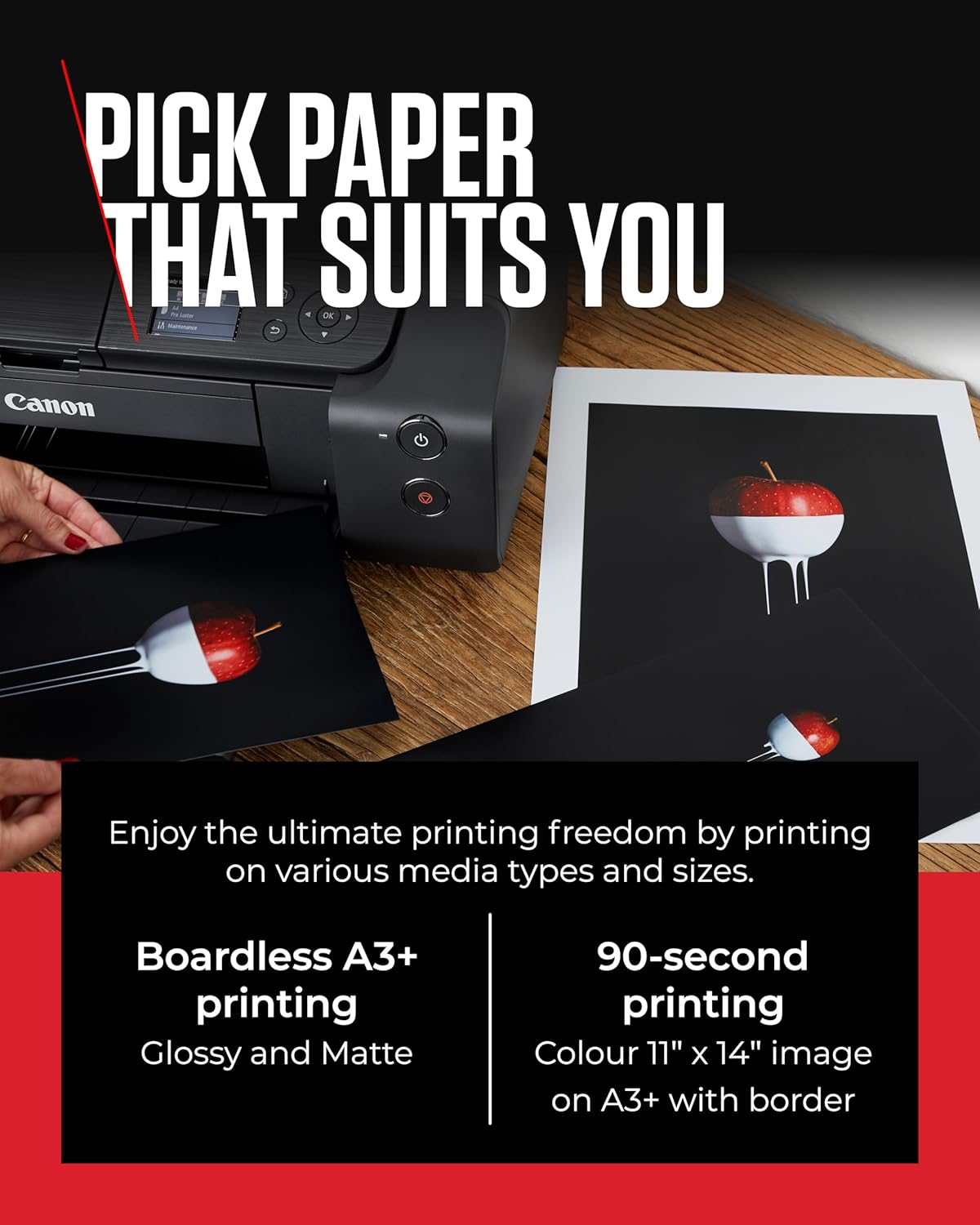 Canon PIXMA PRO-200 Printer - Vibrant Colour Printing, Versatile Media Handling, A3+ Size - 8-Colour Dye-based Ink - 3 Paper Feed Options - Easy to Use-3