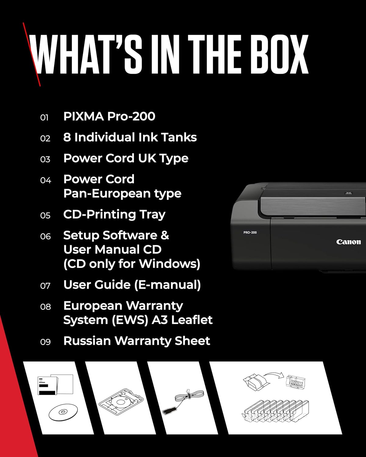 Canon PIXMA PRO-200 Printer - Vibrant Colour Printing, Versatile Media Handling, A3+ Size - 8-Colour Dye-based Ink - 3 Paper Feed Options - Easy to Use-8