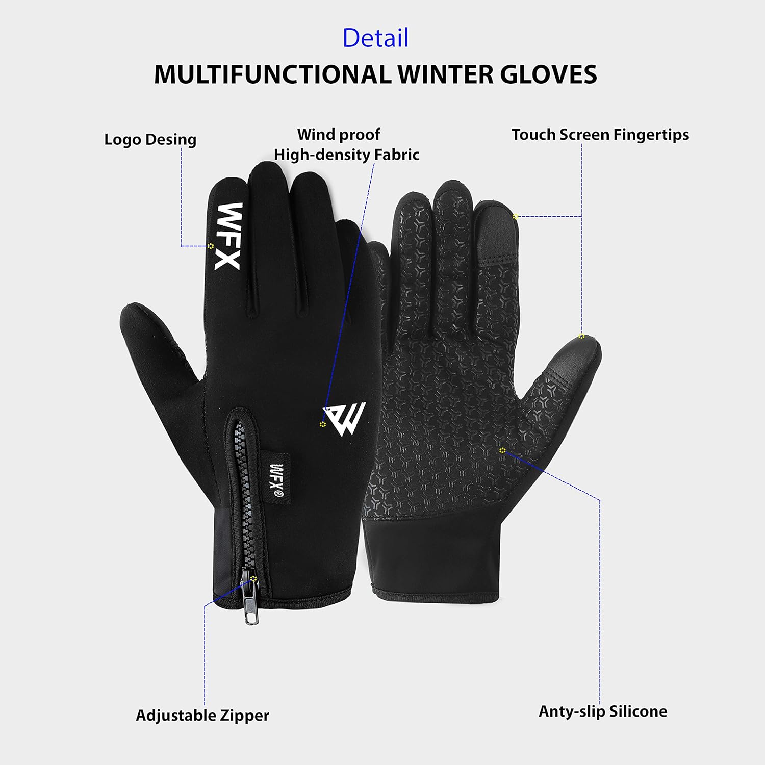 WESTWOOD FOX WFX Winter Gloves Touch Screen Anti Slip Warm Gloves Windproof Thermal Sports Cycling Gloves for Men & Women Outdoor bike Gloves for Running Camping Driving-1