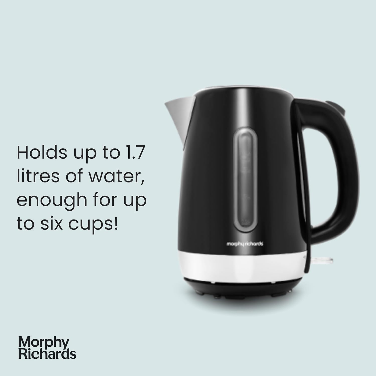 Morphy Richards Equip Black Jug Kettle - 1.7L - Rapid Boil - Limescale Filter - 102783-1