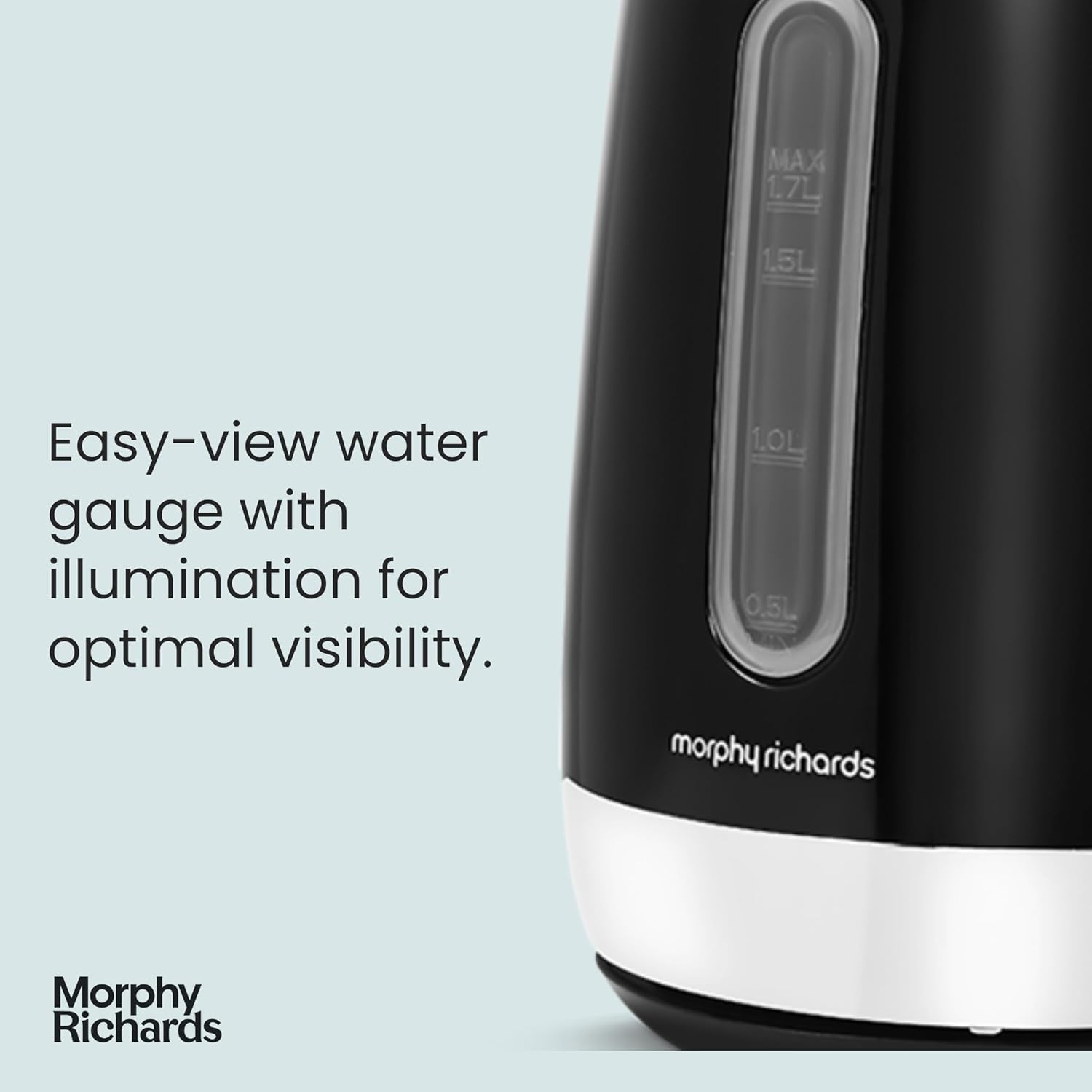 Morphy Richards Equip Black Jug Kettle - 1.7L - Rapid Boil - Limescale Filter - 102783-2