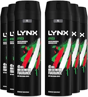 Lynx Africa the G.O.A.T. of fragrance 48 hours of odour-busting zinc tech Aerosol Bodyspray deodorant to finish your style 200 ml, Bulk Buy 6 Pack