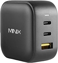 MINIX 66W Turbo 3-Port GaN Wall Charger 2 x USB-C Fast Charging Adapter, 1 x USB-A Quick Charge 3.0, Compatible with Laptop, iPad Pro, iPhone 14 Pro,Max XR XS X SE2 and More (NEO P1)