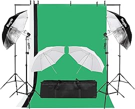 Bonnlo 2m x 3m Background Stand Support System with 1350W 5500K Studio Umbrella Continuous Lighting Kit for Portrait Product Photography and Video Shooting,Portable Carrying Bag (Large)