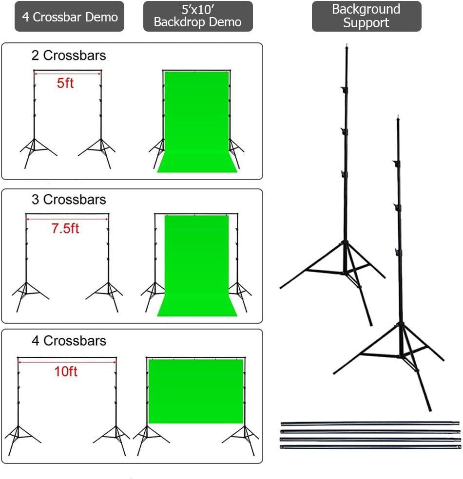 Bonnlo 2m x 3m Background Stand Support System with 1350W 5500K Studio Umbrella Continuous Lighting Kit for Portrait Product Photography and Video Shooting,Portable Carrying Bag (Large)-2