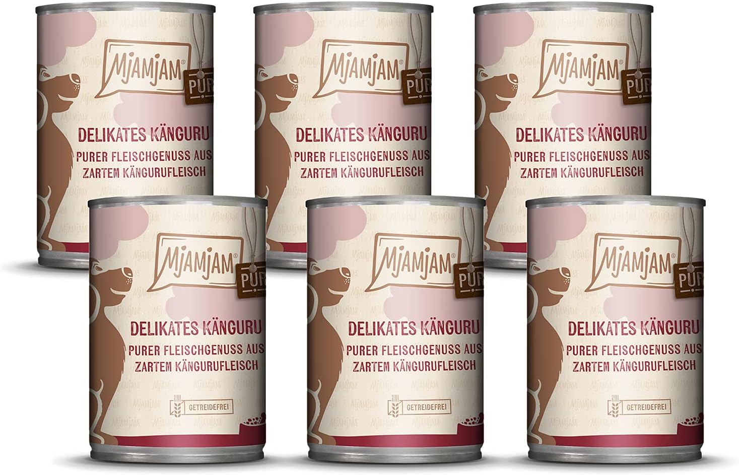 MjAMjAM - premium wet food for dogs - pure meat enjoyment - delicious pure kangaroo, pack of 6 (6 x 400 g), grain-free with extra meat-0