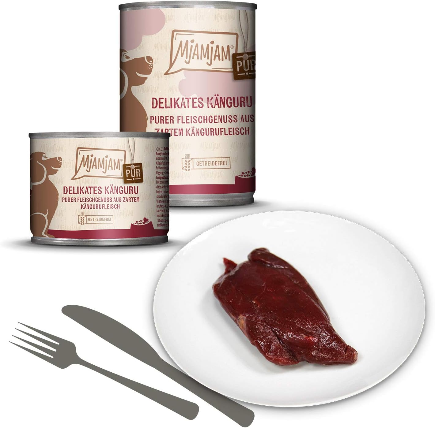 MjAMjAM - premium wet food for dogs - pure meat enjoyment - delicious pure kangaroo, pack of 6 (6 x 400 g), grain-free with extra meat-1