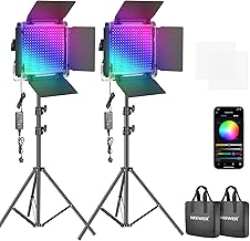 Neewer 2 Packs 660 PRO RGB LED Video Light with App Control Stand Kit, 360° Full Color, 50W Dimmable Bi-Color 3200K~5600K Video Lighting CRI 97+ for Gaming/Streaming/Zoom/YouTube/Webex/Photography