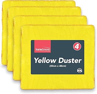 SOL 4pk Yellow Dusters, 100% Cotton Cleaning Cloths, 50 x 40cm Lint Free Cloths for Oiling Wood, Dusters for Cleaning Window, Car Duster, Multi Surface Cleaner Dusting Cloth, Kitchen Duster Cloth