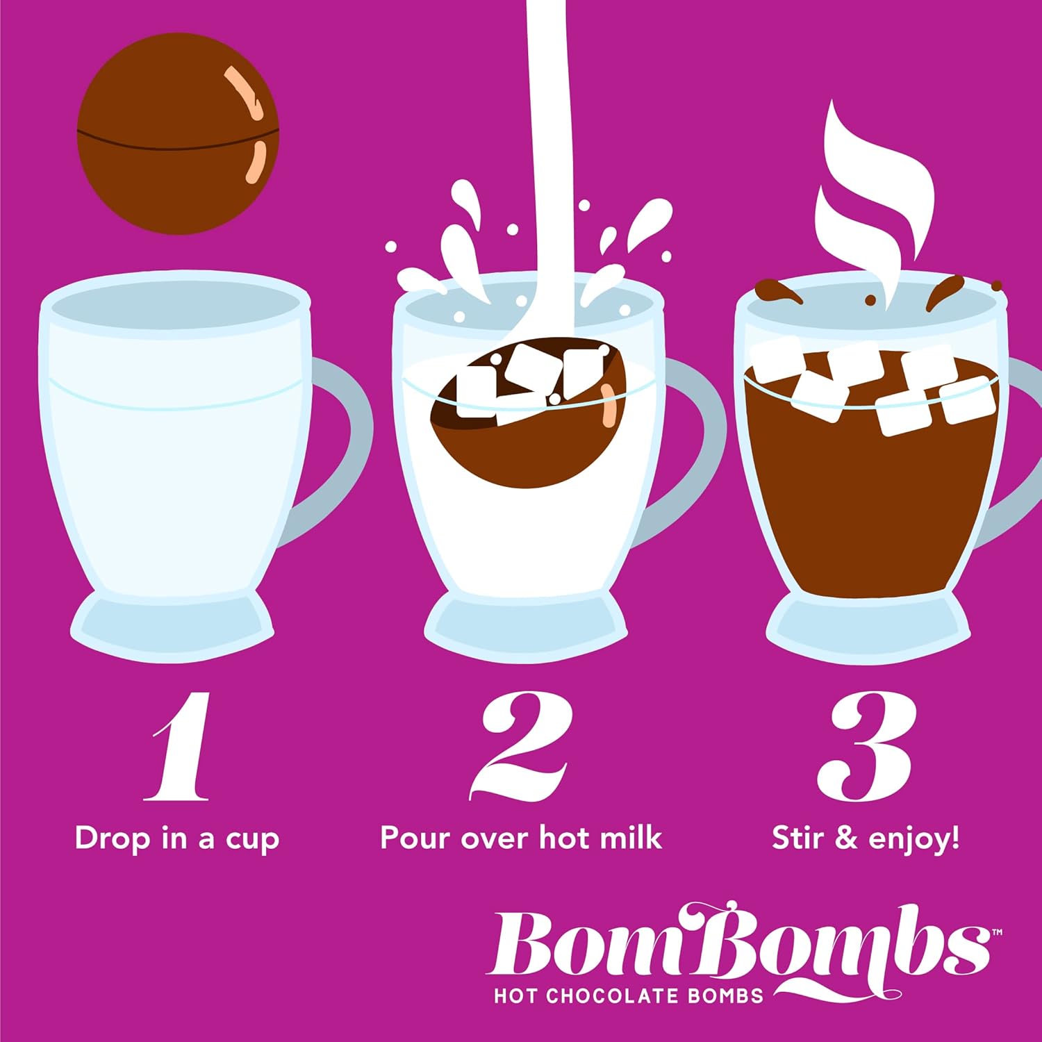 Bombombs Hot Chocolate Bombs, Includes Fudge Brownie and Caramel Candy Cocoa Bombs Filled with Marshmallows, Pack of 5-5