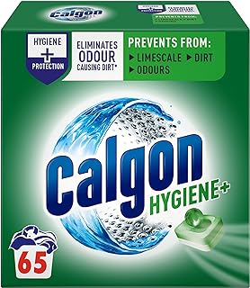 Calgon Hygiene Plus Washing Machine Cleaner & Limescale Remover, Water Softener Tablets, Unscented , 65 Tablets, Pack of 1