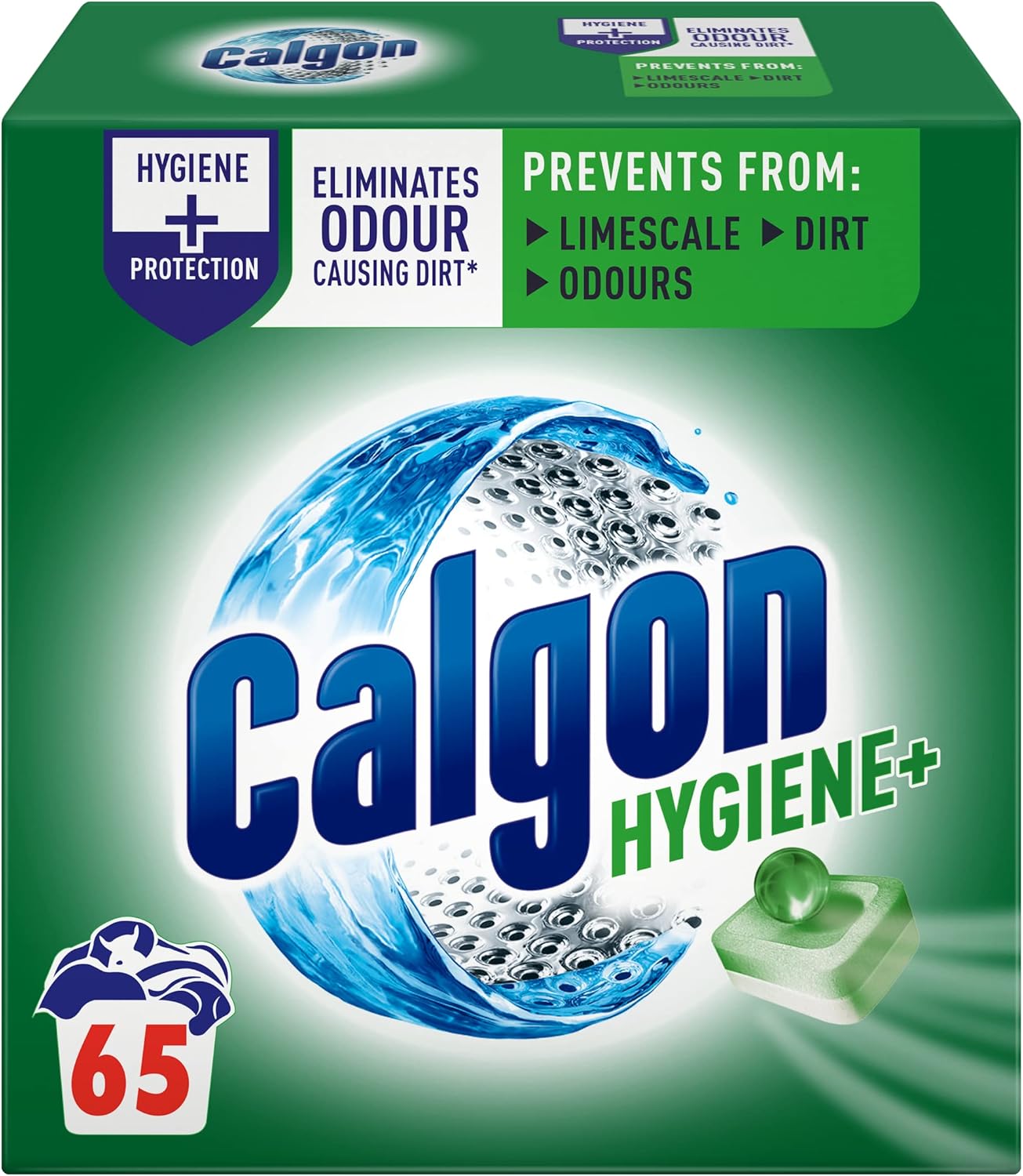 Calgon Hygiene Plus Washing Machine Cleaner & Limescale Remover, Water Softener Tablets, Unscented , 65 Tablets, Pack of 1-0