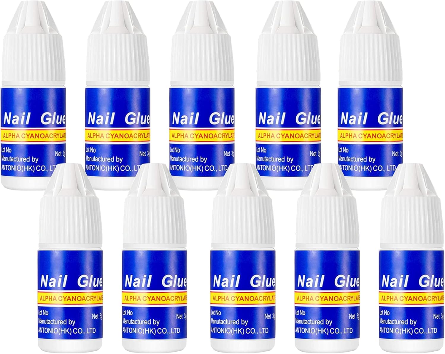 10 PCS Extra-Strong Nail Glue, Quick Dry Super Strong Nail Tip Adhesive Bond Glue Adhesive Salon Professional Quality for Applying Artificial Nail Tips Manicure Supplies (Nail glue)-0