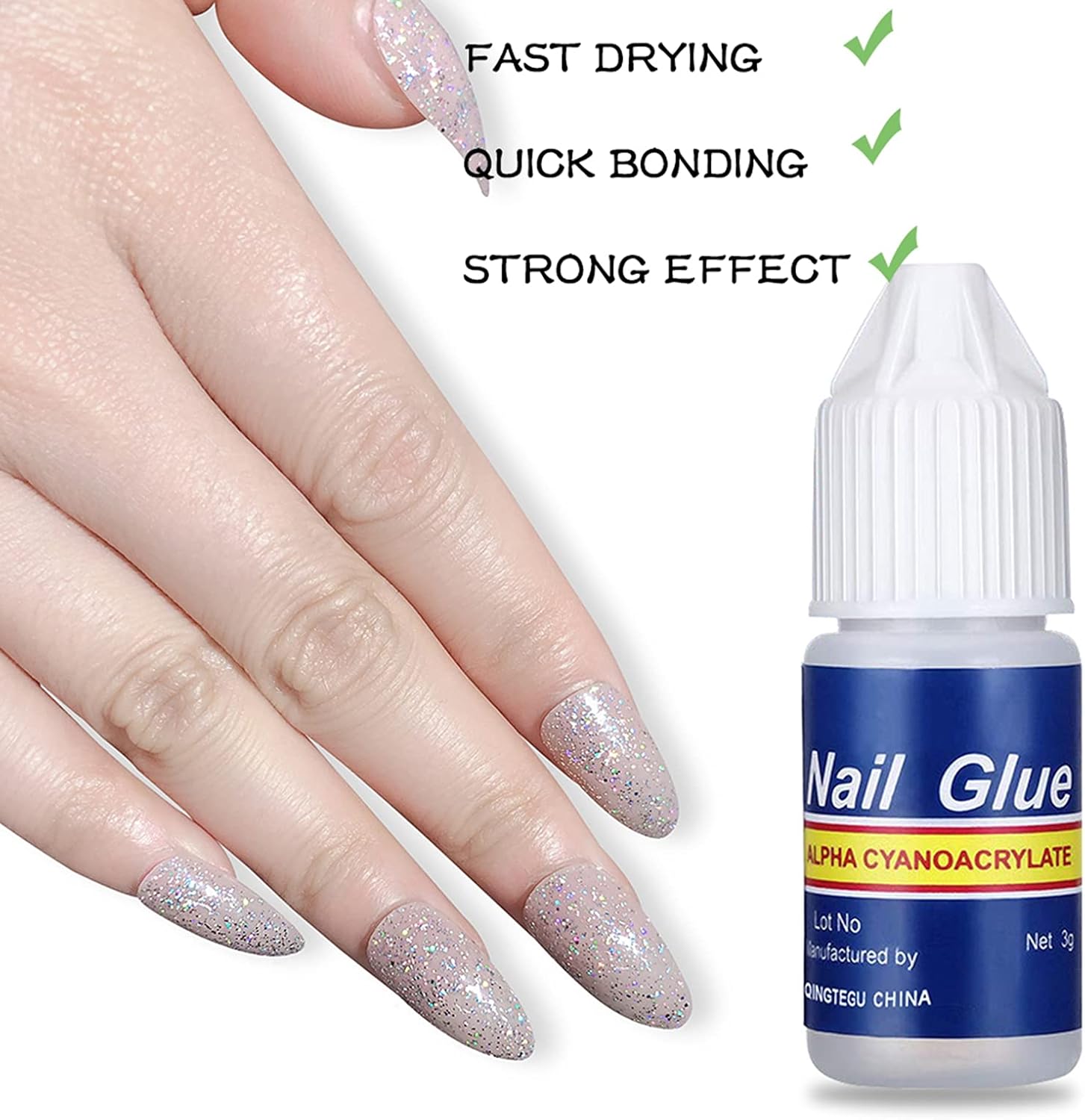 10 PCS Extra-Strong Nail Glue, Quick Dry Super Strong Nail Tip Adhesive Bond Glue Adhesive Salon Professional Quality for Applying Artificial Nail Tips Manicure Supplies (Nail glue)-2