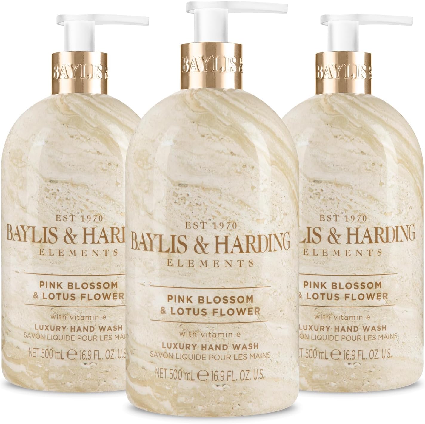 Baylis & Harding Elements Pink Blossom and Lotus Flower Hand Wash, 500 ml (Pack of 3) - Vegan Friendly-0