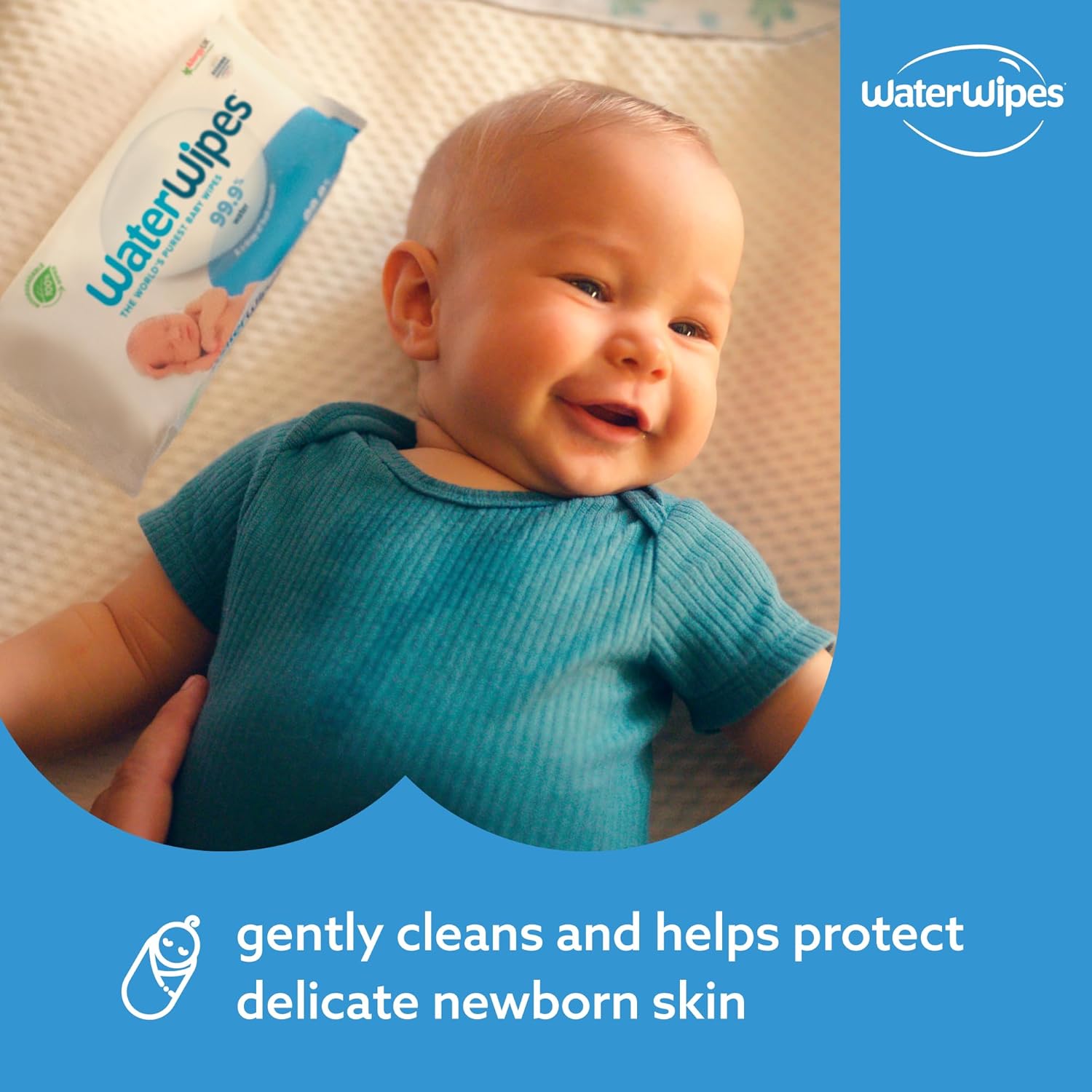 WaterWipes Plastic-Free Original Baby Wipes, 99.9% Water Based Wipes, Unscented for Sensitive Skin, 720 count (Pack of 12)-3