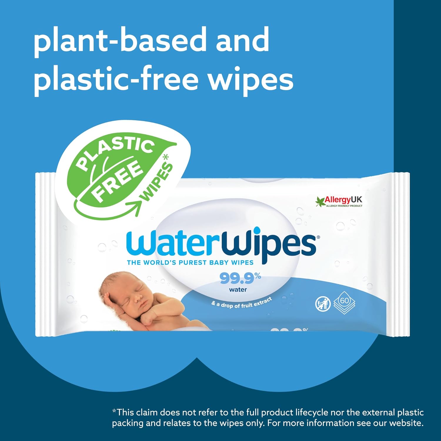 WaterWipes Plastic-Free Original Baby Wipes, 99.9% Water Based Wipes, Unscented for Sensitive Skin, 720 count (Pack of 12)-4