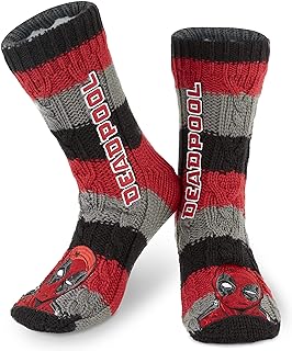 Marvel Mens Slipper Socks, Bed Socks with Sherpa Lining Non Slip - Mens Gifts