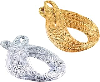 Udewo 200 Meters Gold and Silver Twine String, 1MM Golden Threads String Bauble String Tinsel Cord Metallic String Tinsel String Gold Twine Christmas Twist Ties for Wrapping Crafts DIY Craft String