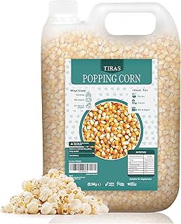 TIRAS Popping Corn Kernels USA Popcorn Seeds - Popcorn Kernels for Popcorn Maker, Air Popper, Stove-top & Microwave - Non GMO - Nut, Dairy & Gluten Free - 5kg