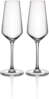 Cristal D'arques Champagne Flute Prosecco Glasses - Set of 2 - Height 21.8 x Width 6.6cm, 230ml