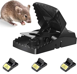 Trisiki 4 Pack Upgraded Rat Trap, Mouse Trap for Various Sizes of Rodents, High Sensitive Large Snap Trap that kills instantly, Reusable Heavy Duty Trap for Indoors & Outdoors, Big Size, Black