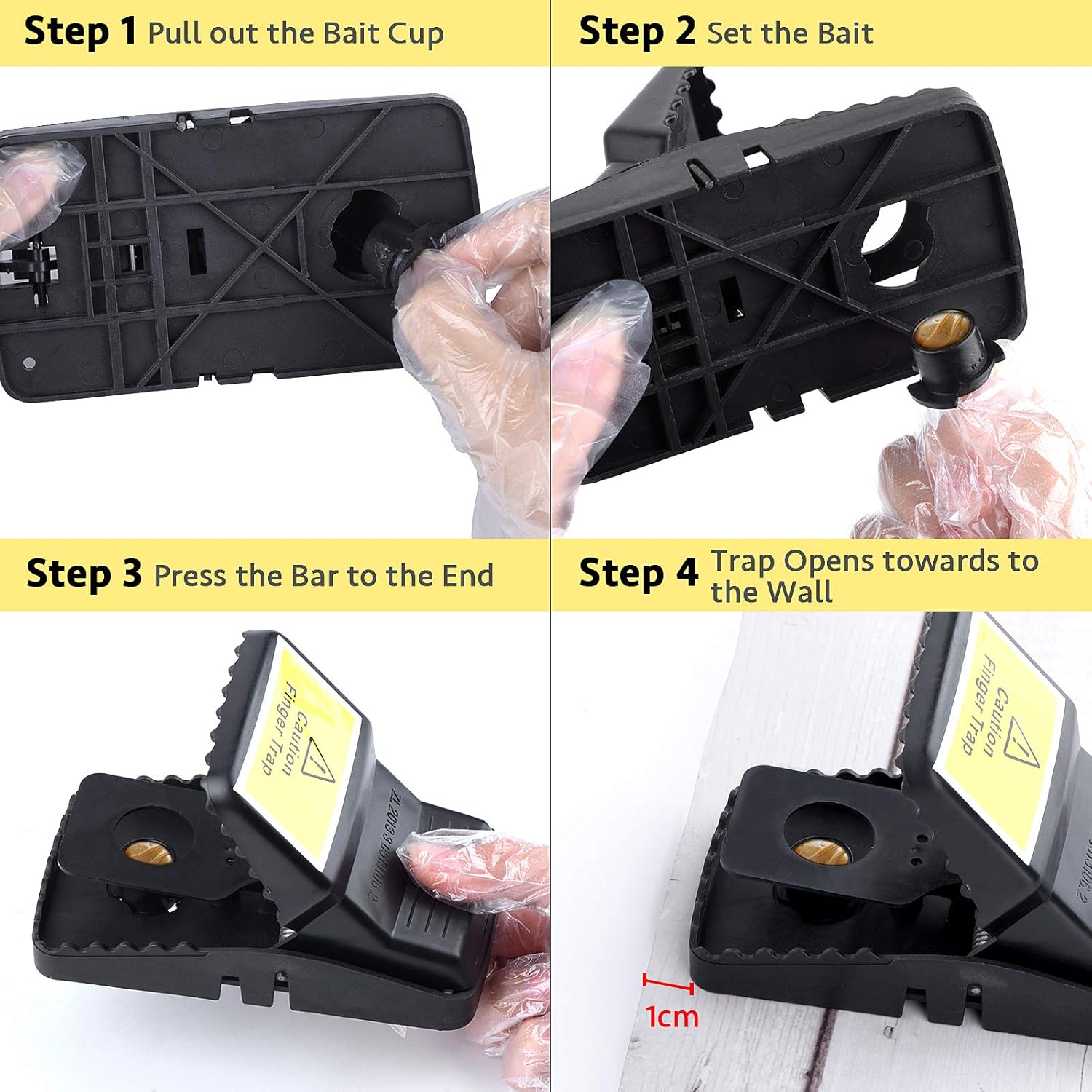 Trisiki 4 Pack Upgraded Rat Trap, Mouse Trap for Various Sizes of Rodents, High Sensitive Large Snap Trap that kills instantly, Reusable Heavy Duty Trap for Indoors & Outdoors, Big Size, Black-5