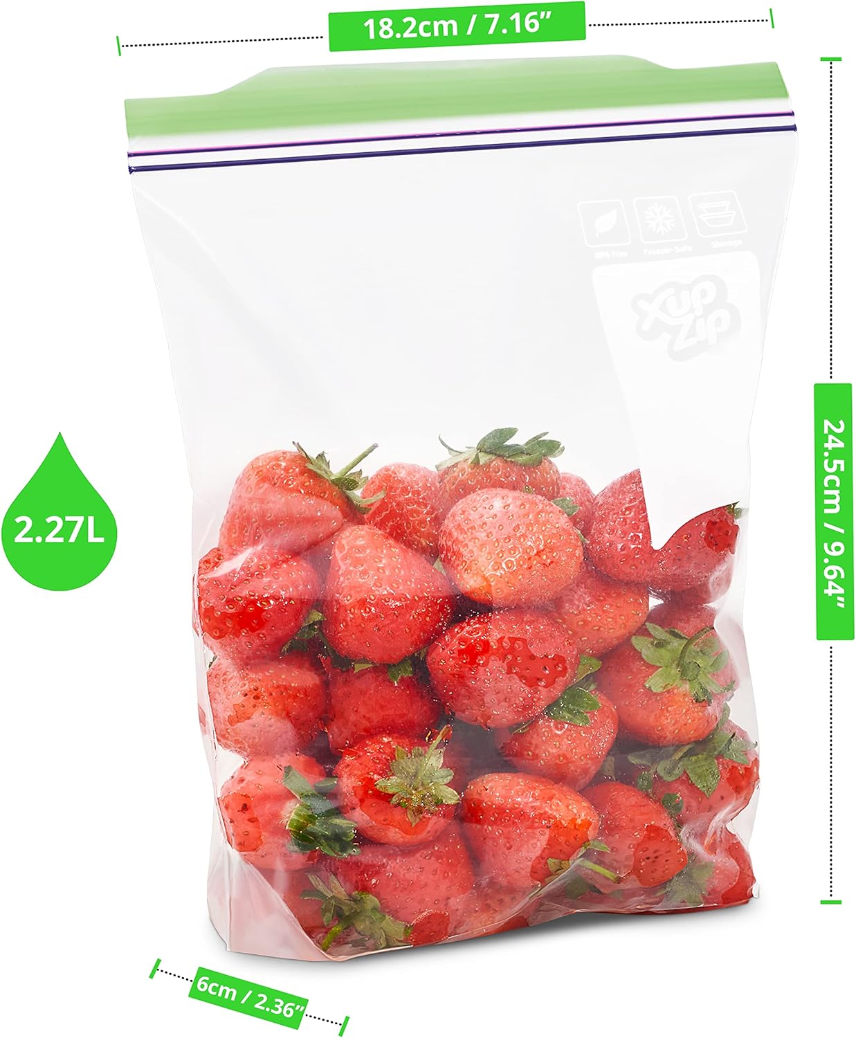 50 x Premium Food Storage Bags | UK Half Gallon Size Freezer Bags by XupZip™ | Leakproof Reusable Food Bags | Airtight Snack Bags | Heavy Duty Plastic Food Bags | BPA Free Reusable Sandwich Bags-1