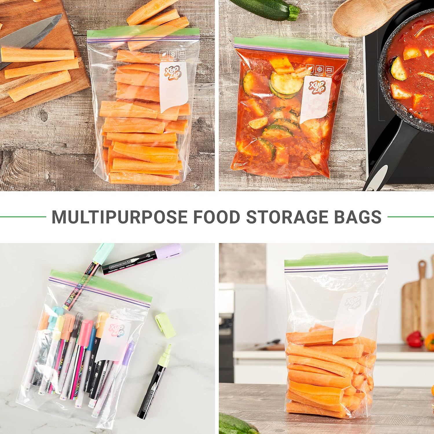 50 x Premium Food Storage Bags | UK Half Gallon Size Freezer Bags by XupZip™ | Leakproof Reusable Food Bags | Airtight Snack Bags | Heavy Duty Plastic Food Bags | BPA Free Reusable Sandwich Bags-4