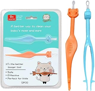 Two Pack 3 in 1 Baby Nose and Ear Gadget, Safe Baby Nose and Ear Cleaner, Nose Cleaning Tweezers, Infants and Toddlers, Alternative to Nasal Aspirator Baby and Dual Earwax and Snot Removal