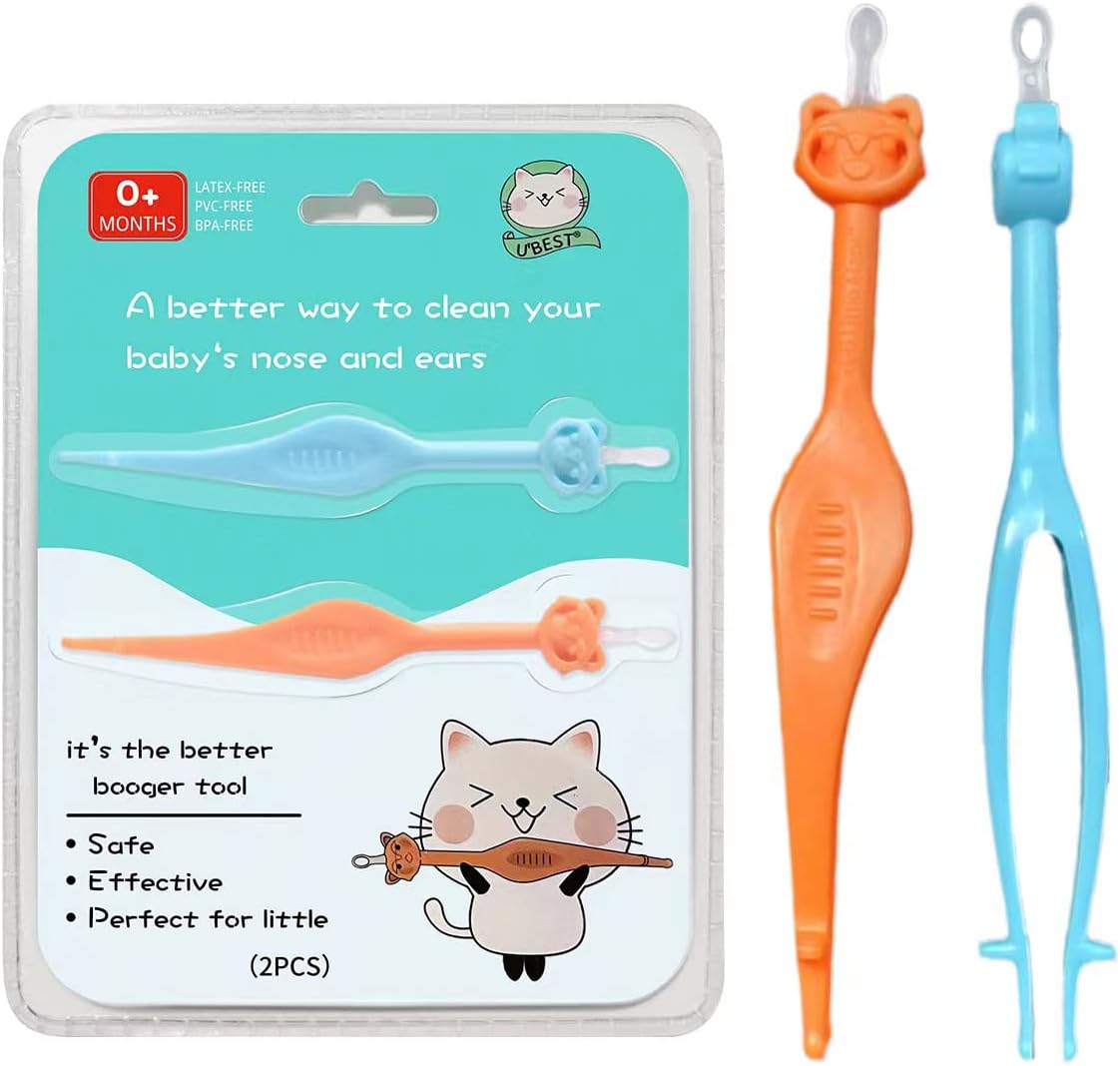 Two Pack 3 in 1 Baby Nose and Ear Gadget, Safe Baby Nose and Ear Cleaner, Nose Cleaning Tweezers, Infants and Toddlers, Alternative to Nasal Aspirator Baby and Dual Earwax and Snot Removal-0