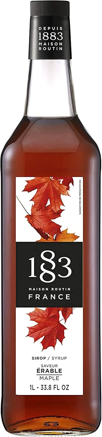 1883 Maison Routin Premium Maple Flavoured Syrup for Iced Tea, Coffee, Cocktails, Mocktails, Milkshakes, Desserts Glass 1L-0