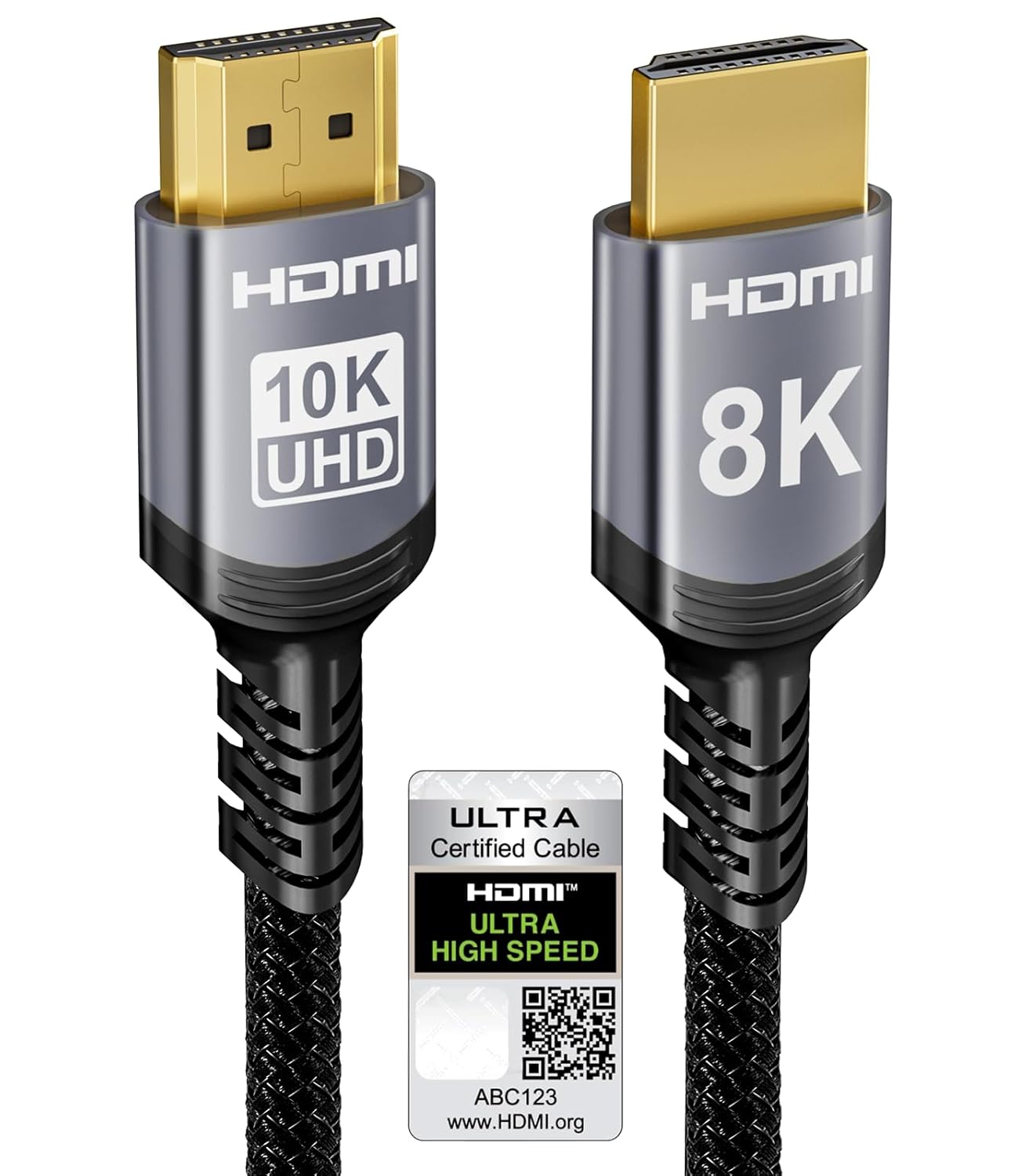 Sniokco 10K 8K HDMI 2.1 Cable 2M, Certified 48Gbps Ultra High Speed HDMI® Cable 4K 240Hz 165Hz 120Hz 8K 60Hz eARC HDCP2.3 HDR10+ Compatible with PC TV Monitor Projector Ro-ku Sky-Q PS5 X-box