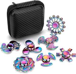 Cool Fidget Pack Toys Set, Novelty Fidgets Spinners Rainwbow Finger Hand Spinner Metal Fidget Chain Cube Kit Focus Autism Toy Fingertip Gyro Stress Relief Spiral Twister Anti Anxiety Gifts Kids Adults