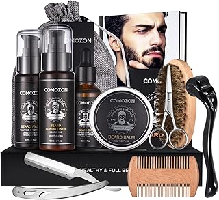 Beard Grooming Kit for Men, 12 in 1 Beard Growth Kit with Beard Roller, Beard Set with Beard Oil, Beard Shampoo, Beard Conditioner, Beard Brush, Beard Balm, Beard Comb, Scissors, Gifts for Him