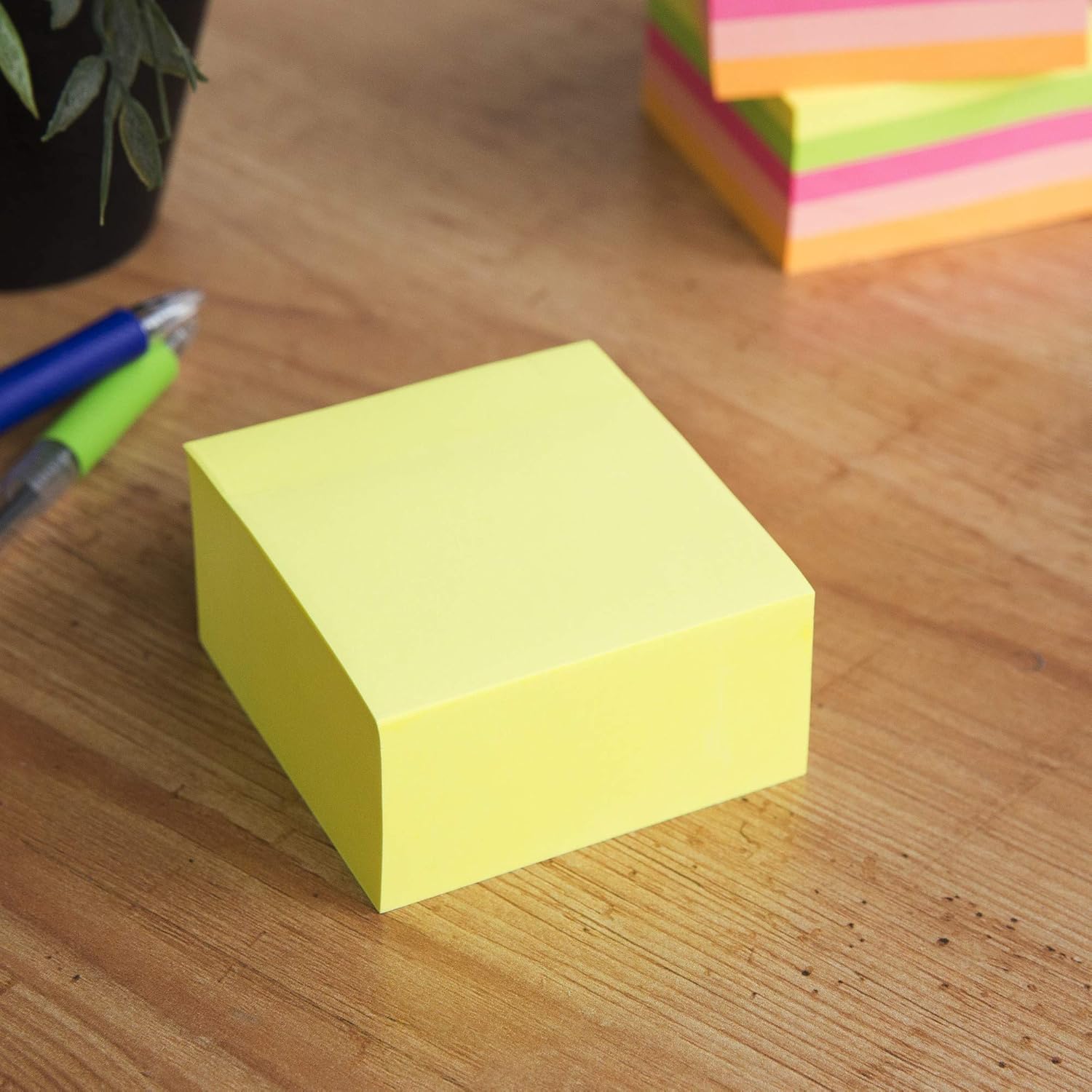 D.RECT 009505 Sticky Notes Cube Super Self-Adhesive Sticky Notes 51 x 51 mm 400 Sheets Yellow-2