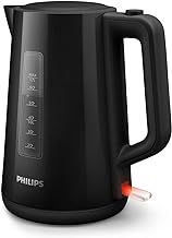 Philips Series 3000 Kettle, 2200W, 1.7 litre Family Size, Spring Lid, Fast Boiling, Light Indicator, Removable Filter, Pirouette Base, Water and Cup Indicator, Easy Refilling, Black (HD9318/21)