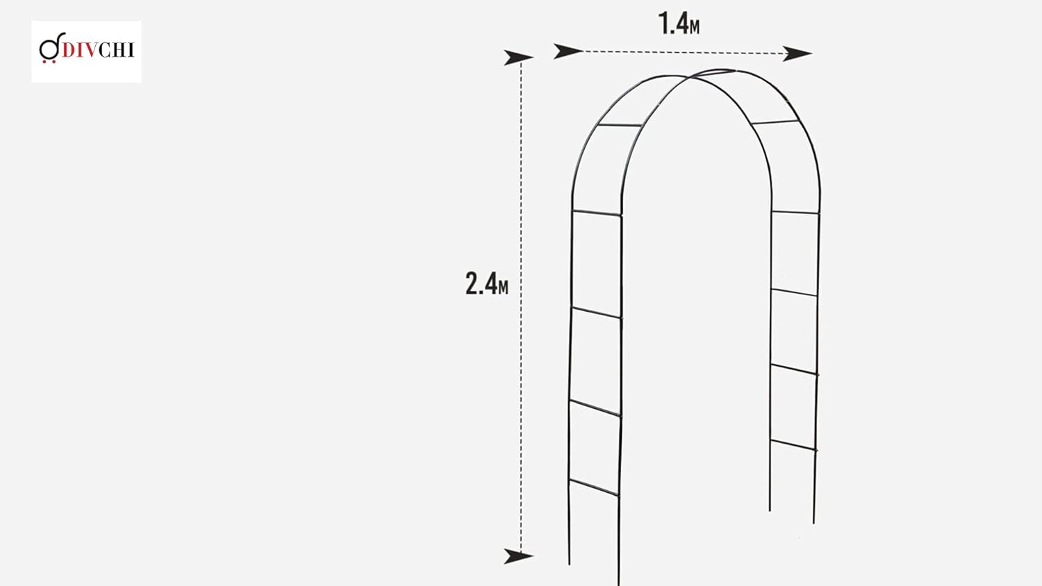 DIVCHI Black Metal Garden Arbor Arch Steel Frame Garden Arch for Climbing Plants, Roses, Indoor/Outdoor, Great for Backyard, Lawn, Patio, Courtyard, Wedding Decorations-3