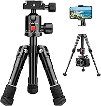 JOILCAN Mini Tripod 20", Aluminum Alloy Portable Desktop Camera Tripod with 1/4" Quick Release Plate, Detachable 360° Ball Head Tabletop Tripod with Phone Holder for DSLR Camera - Max Load 12lbs/5.5kg